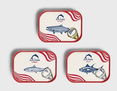 dolphin tuna retro style rebranding
